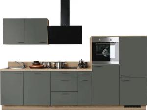 KOCHSTATION Küchenzeile KS-Scafa, vormontiert, mit höhenverstellbaren Füßen, vormontiert, wahlweise mit E-Geräten, mit Soft-Close, Breite 320 cm