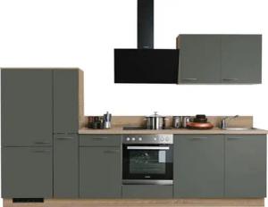 KOCHSTATION Küchenzeile KS-Scafa, vormontiert, mit höhenverstellbaren Füßen, vormontiert, wahlweise mit E-Geräten, mit Soft-Close, Breite 310 cm