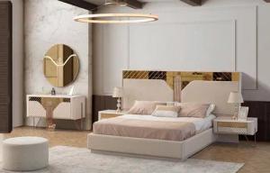 JVmoebel Schlafzimmer-Set Edle Schlafzimmer Garnitur Modernes Doppelbett Designer 2x Nachttische, (Bett / 2x Nachttische / Kommode), Made in Europa