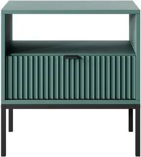 MOEBLO Nachttisch Light S54 (Nachtkommode mit gerillter Front, goldenen Metallbeinen & Schublade, Beistelltisch fürs Schlafzimmer), (HxBxT):56x54x39cm