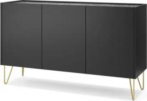 Compleo Kommode Sideboard mit marmur optik, ARUB, Gold pulverbeschichtet Füße, dreitürig