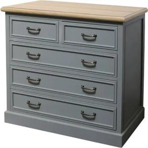 Grafelstein Kommode Kommode FARMHOUSE grau braun mit 5 Schubladen Landhausmöbel modern