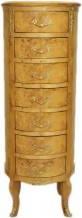 Casa Padrino Kommode Casa Padrino Barock Kommode Vogelaugen Ahorn / Gold mit 7 Schubladen Rund - Antik Stil