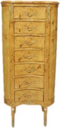 Casa Padrino Kommode Casa Padrino Barock Kommode Vogelaugen Ahorn / Gold mit 7 Schubladen Oval - Antik Stil