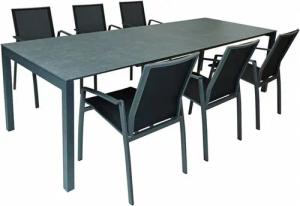 SIT-Mobilia AG Sitzgruppe SIT Mobilia 7-tlg Sitzgruppe Etna/Argentina Alu anthrazit/HPL/schwarz