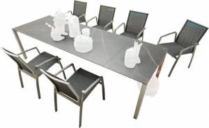 SIT-Mobilia AG Sitzgruppe SIT Mobilia 7-tlg Sitzgruppe Etna/Argentina Edelstahl/Dekton/schwarz