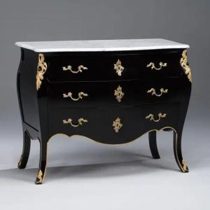 Casa Padrino Kommode Casa Padrino Barock Luxus Kommode Schwarz mit goldenen Applikationen und Marmorplatte 120cm - Luxus Kollektion