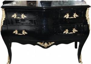Casa Padrino Kommode Casa Padrino Barock Kommode Schwarz 120 cm mit goldenen Metallapplikationen