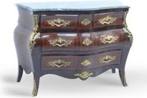 Casa Padrino Kommode Casa Padrino Barock Kommode mit Marmorplatte Mahagonie Braun mit goldenen Metallapplikationen 120 cm - Hotel Collection