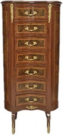 Casa Padrino Kommode Casa Padrino Barock Kommode Mahagoni / Gold mit 7 Schubladen Oval - Antik Stil