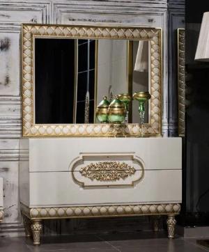 Casa Padrino Kommode Casa Padrino Luxus Barock Schlafzimmer Kommode mit Spiegel Weiß / Gold - Handgefertigte Barock Schlafzimmer Möbel
