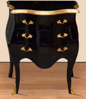 Casa Padrino Nachtkommode Casa Padrino Barock Nachtkommode Schwarz / Gold - Handgefertigte Massivholz Kommode im Barockstil - Antik Stil Nachttisch mit 3 Schubladen - Barock Möbel