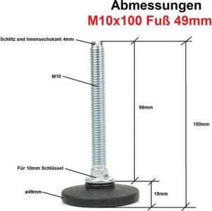 Prima-Online Möbelfuß Stellteller Stellfuß Sockel Höhenversteller Schraubfüße M6/8/10