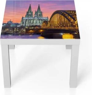 DEQORI Couchtisch 'Kölner Wahrzeichen abends', Glas Beistelltisch Glastisch modern