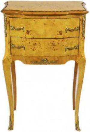 Casa Padrino Kommode Casa Padrino Barock Kommode Vogelaugen Ahorn / Gold mit 2 Schubladen - Nachtschrank Antik Stil