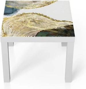 DEQORI Couchtisch 'Goldene Jahresringe', Glas Beistelltisch Glastisch modern
