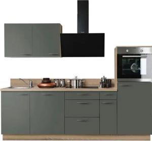 KOCHSTATION Küchenzeile KS-Scafa, vormontiert, mit höhenverstellbaren Füßen, vormontiert, mit, Soft-Close, wahl. mit E-Geräten inkl. Geschirrspüler, Breite 260 cm