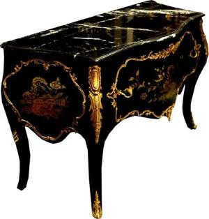 Casa Padrino Kommode Casa Padrino Barock Kommode Schwarz / Gold 130 cm mit Metallapplikationen und Marmorplatte
