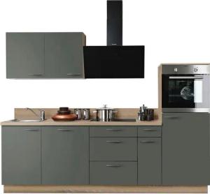 KOCHSTATION Küchenzeile KS-Scafa, vormontiert, mit höhenverstellbaren Füßen, vormontiert, mit, Soft-Close, wahl. mit E-Geräten inkl. Geschirrspüler, Breite 260 cm