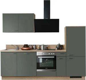 KOCHSTATION Küchenzeile KS-Scafa, vormontiert, mit höhenverstellbaren Füßen, vormontiert, mit, Soft-Close, wahl. mit E-Geräten inkl. Geschirrspüler, Breite 260 cm