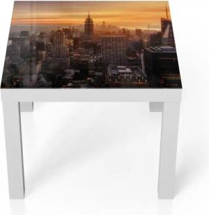 DEQORI Couchtisch 'Goldene Stadtsilhouette', Glas Beistelltisch Glastisch modern