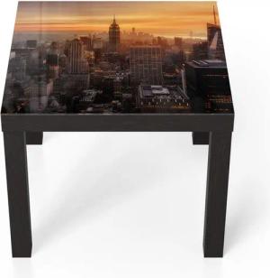 DEQORI Couchtisch 'Goldene Stadtsilhouette', Glas Beistelltisch Glastisch modern