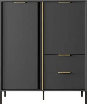 MOEBLO Kommode Nasturtium A 2D2S (Gold - Metallgriffe, Sideboard Wohnzimmer Kommode Schlafzimmer Komodenschrank Highboard), B 103,3 cm / H 123,4 cm / T 39,5 cm