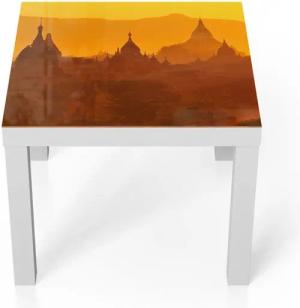 DEQORI Couchtisch 'Goldene Stupas', Glas Beistelltisch Glastisch modern