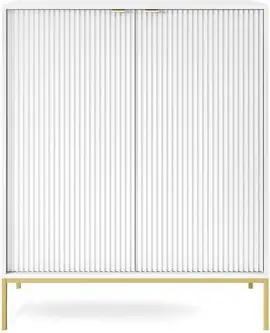MOEBLO Kommode Light K104 (Moderne Aufbewahrung mit goldenen/schwarzen Metallbeinen, ABS-geschützter Oberfläche und praktischen Einlegeböden, Zweitürige Kommode Elegante für Ihr Wohnzimmer), (HxBxT):83x104x39cm