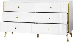 XDeer Sideboard Kommode mit 6 Schubladen, Tischplatte in Marmorierung, weiß-goldene, Farbgebung, Sideboard, Stauschrank, Eckschrank,140*35*76 cm