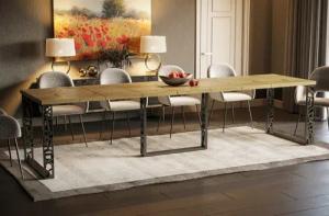 Endo-Moebel Esstisch Ewerest 130-330 cm Esstisch ausziehbar schwarze Metallkufen