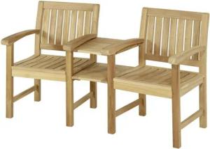 VivaGardea Sitzbank Hemingway, Feierabend-Bank aus Teak - Mit Ablage