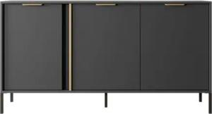 MOEBLO Kommode Nasturtium C 153 3D (Anthrazite, Golden-Metallgriffe, Sideboard Wohnzimmer Kommode Schlafzimmer Komodenschrank Highboard), B 153,1 cm / H 81,4 cm / T 39,5 cm