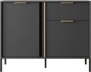 MOEBLO Kommode Nasturtium D 103 2DS (Anthrazite, Golden-Metallgriffe, Sideboard Wohnzimmer Kommode Schlafzimmer Komodenschrank Highboard), B 103,3 cm / H 81,4 cm / T 39,5 cm