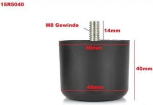 Prima-Online Möbelfuß Kunststoff Beine Möbelfüße Möbelbeine schwarz Gewindestift M8x15