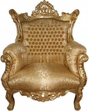 Casa Padrino Sessel Barock Sessel "Al Capone" Mod 2 Gold Muster / Gold Möbel Antik Stil