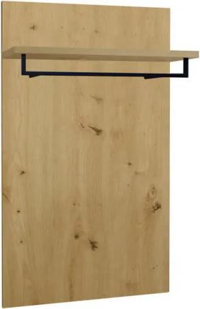 SKS-Online Garderobenpaneel Denver - B70xH120xT28cm Flamed Wood Black / Asteiche, Kleiderbügelstange
