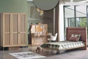 JVmoebel Schlafzimmer-Set Kinderzimmer Schlafzimmer Chesterfield Bett Schreibtisch Schrank 3tlg., Made in Europa