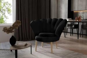 Luxusbetten24 Sessel Designer Sessel Vivi, Muschelrücken mit Sitzkissen und Samtbezug