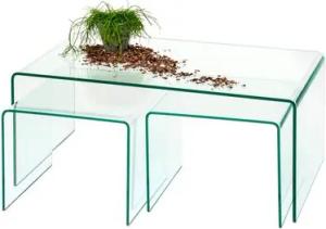 Concept GmbH Couchtisch in Klarglas, Glas - 90x38x50cm (BxHxT)