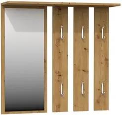 ibonto Wandgarderobe Modernes Flurmöbel-Set mit Großem Spiegel 6 Doppelhaken