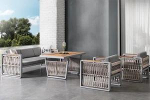 gowoll Gartenlounge-Set Gartengarnitur Gartenmöbel Set 5 Personen Gartentisch für Outdoor