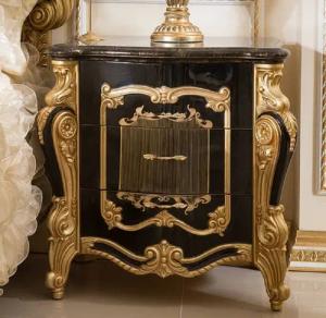 Casa Padrino Nachtkommode Casa Padrino Luxus Barock Nachtkommode mit 3 Schubladen Schwarz / Gold