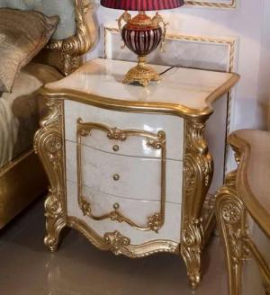 Casa Padrino Nachtkommode Casa Padrino Luxus Barock Nachtkommode Weiß / Beige / Gold 75 cm