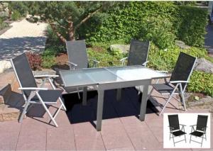 Harms Import Stuhl, Garten Sitz Tisch Gruppe Veranda Balkon Lola ALU Glas 6-Sitzer