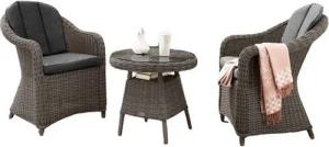 Destiny Balkonset MALAGA, Polyrattan, 2 Sessel + Tisch Ø 60x55cm, inkl. Auflagen