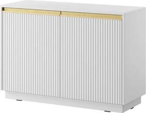 Compleo Kommode mit 2Türen, Rillenstruktur, Gold Griffe GLAM