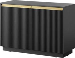 Compleo Kommode mit 2Türen, Rillenstruktur, Gold Griffe GLAM