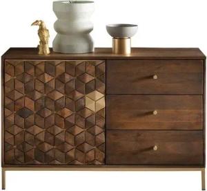 Main Möbel Kommode Kommode 119x77cm "Assuan" Mango & Metall goldfarbig