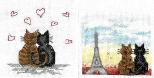 Le Bonheur des Dames Kreativset Le Bonheur des Dames Grußkarten 2er Set Kreuzstich Stickpackung "Pari, (embroidery kit by Marussia)